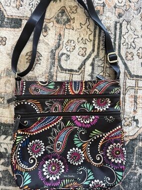 Vera Bradley Black Multicolor Paisley Floral Crossbody Bag